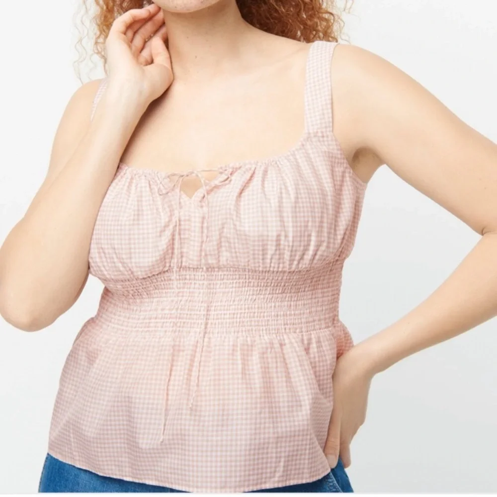 J. Crew gingham smocked waist tank